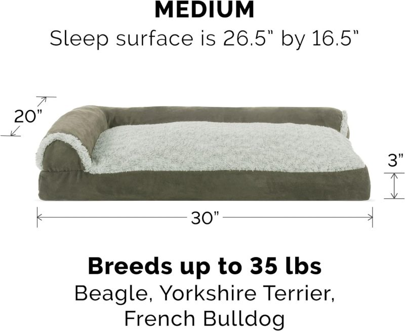 Furhaven Orthopedic Dog Bed for Medium/Small Dogs w/ Removable Bolsters & Washable Cover, For Dogs Up to 35 lbs - Plush & Almond - Image 221