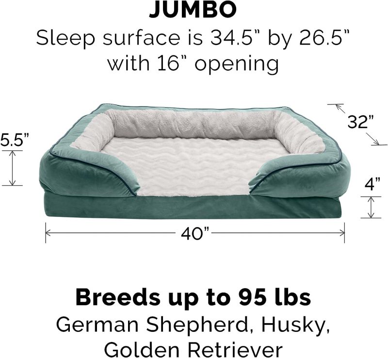 Furhaven Cooling Gel Dog Bed for Large Dogs w/ Removable Bolsters & Washable Cover, For Dogs Up to 95 lbs - Plush & Velvet Waves - Image 103