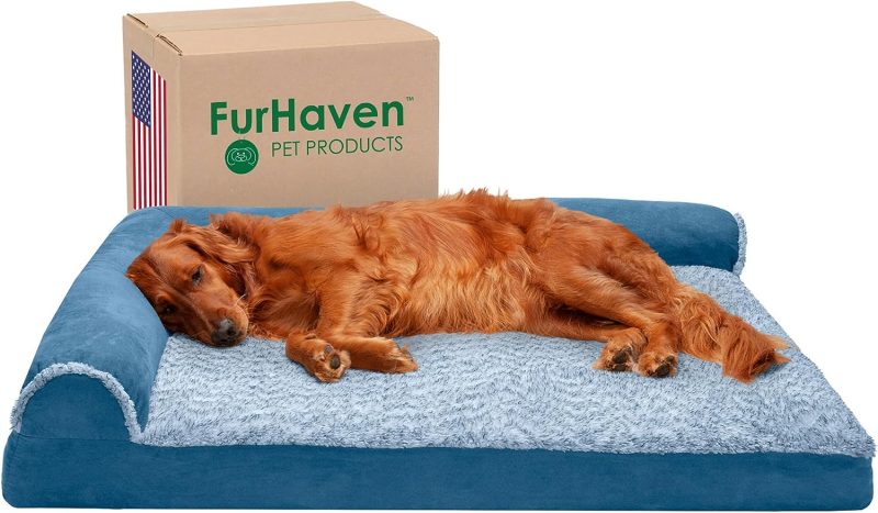 Furhaven Orthopedic Dog Bed for Medium/Small Dogs w/ Removable Bolsters & Washable Cover, For Dogs Up to 35 lbs - Plush & Almond - Image 600