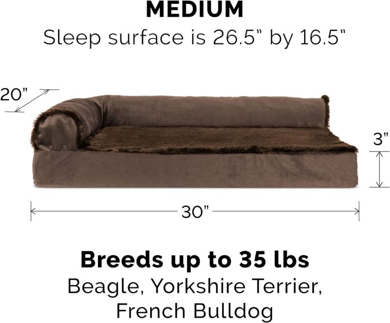 Furhaven Orthopedic Dog Bed for Medium/Small Dogs w/ Removable Bolsters & Washable Cover, For Dogs Up to 35 lbs - Plush & Almond - Image 329