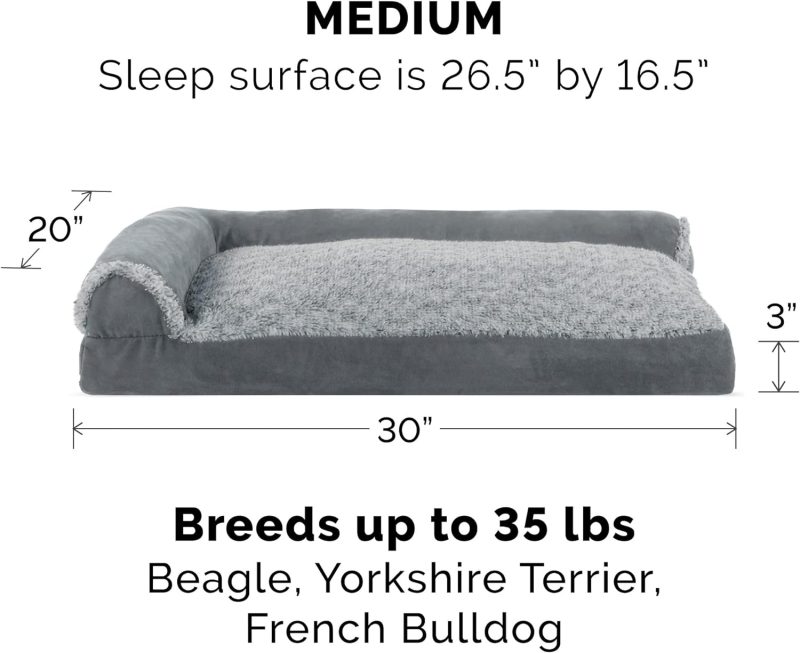 Furhaven Orthopedic Dog Bed for Medium/Small Dogs w/ Removable Bolsters & Washable Cover, For Dogs Up to 35 lbs - Plush & Almond - Image 613