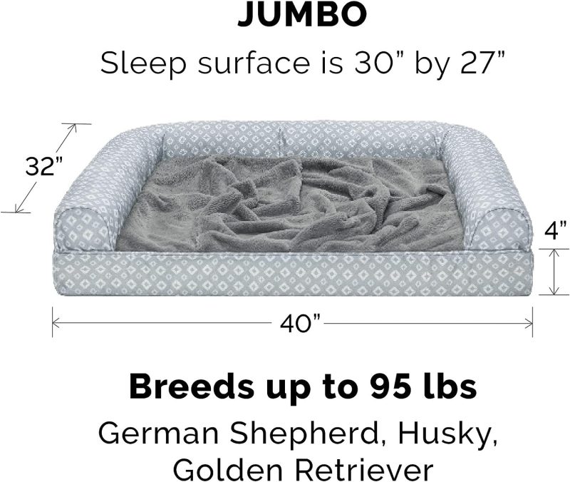 Furhaven Cooling Gel Dog Bed for Large Dogs w/ Removable Bolsters & Washable Cover, For Dogs Up to 95 lbs - Plush & Velvet Waves - Image 171