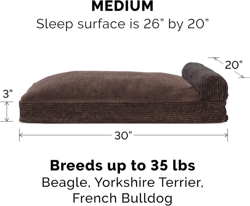 Furhaven Orthopedic Dog Bed for Medium/Small Dogs w/ Removable Bolsters & Washable Cover, For Dogs Up to 35 lbs - Plush & Almond - Image 660