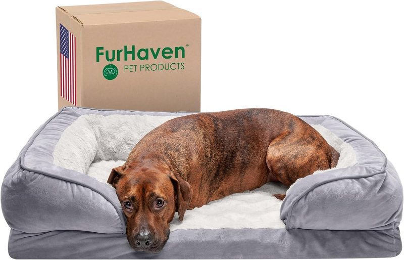 Furhaven Cooling Gel Dog Bed for Large Dogs w/ Removable Bolsters & Washable Cover, For Dogs Up to 95 lbs - Plush & Velvet Waves - Image 151