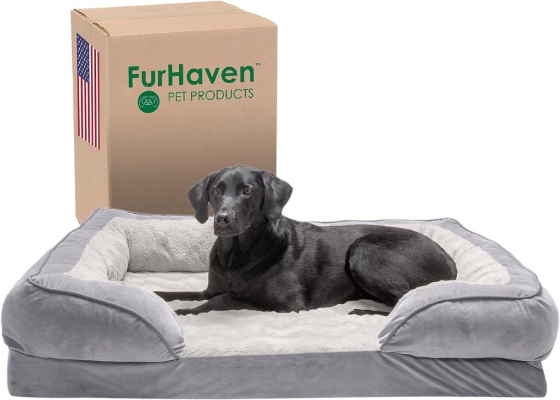 Furhaven Cooling Gel Dog Bed for Large Dogs w/ Removable Bolsters & Washable Cover, For Dogs Up to 95 lbs - Plush & Velvet Waves - Image 68