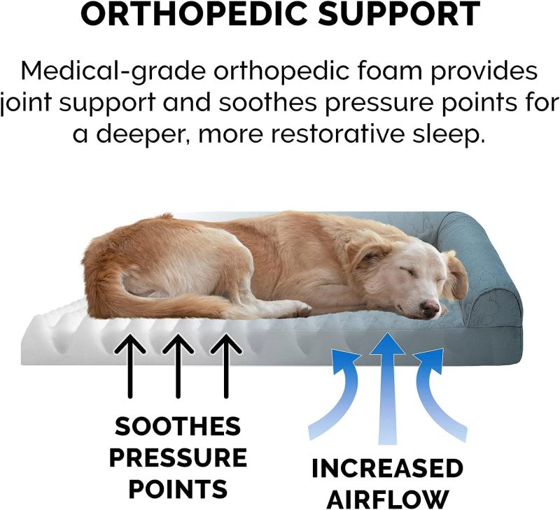 Furhaven Orthopedic Dog Bed for Medium/Small Dogs w/ Removable Bolsters & Washable Cover, For Dogs Up to 35 lbs - Plush & Almond - Image 153