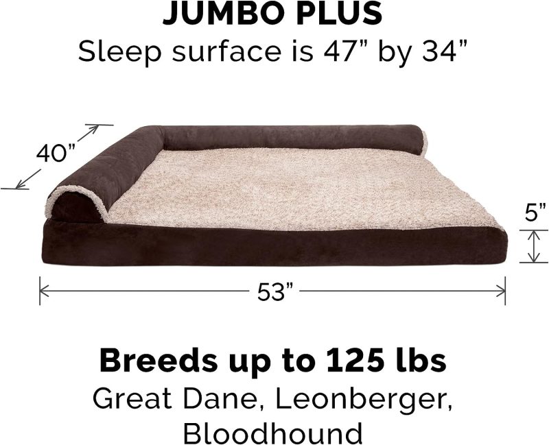 Furhaven Orthopedic Dog Bed for Medium/Small Dogs w/ Removable Bolsters & Washable Cover, For Dogs Up to 35 lbs - Plush & Almond - Image 190