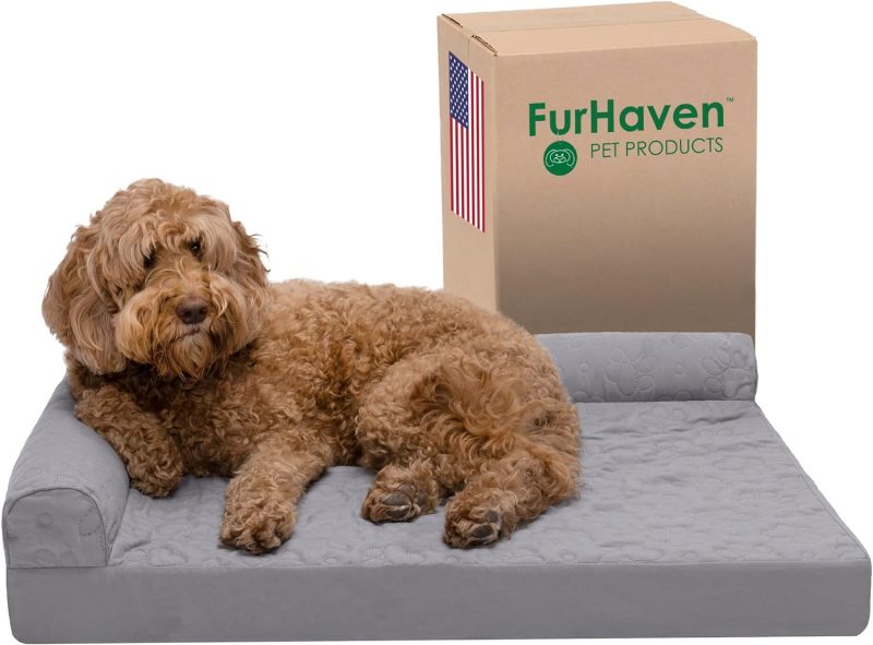 Furhaven Orthopedic Dog Bed for Medium/Small Dogs w/ Removable Bolsters & Washable Cover, For Dogs Up to 35 lbs - Plush & Almond - Image 482