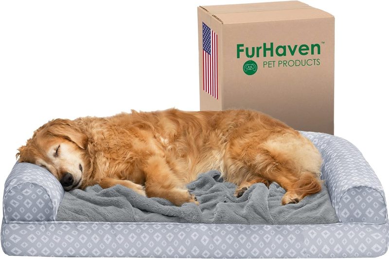 Furhaven Cooling Gel Dog Bed for Large Dogs w/ Removable Bolsters & Washable Cover, For Dogs Up to 95 lbs - Plush & Velvet Waves - Image 170