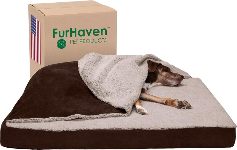 Furhaven Cooling Gel Dog Bed for Large Dogs w/ Removable Bolsters & Washable Cover, For Dogs Up to 95 lbs - Plush & Velvet Waves - Image 425