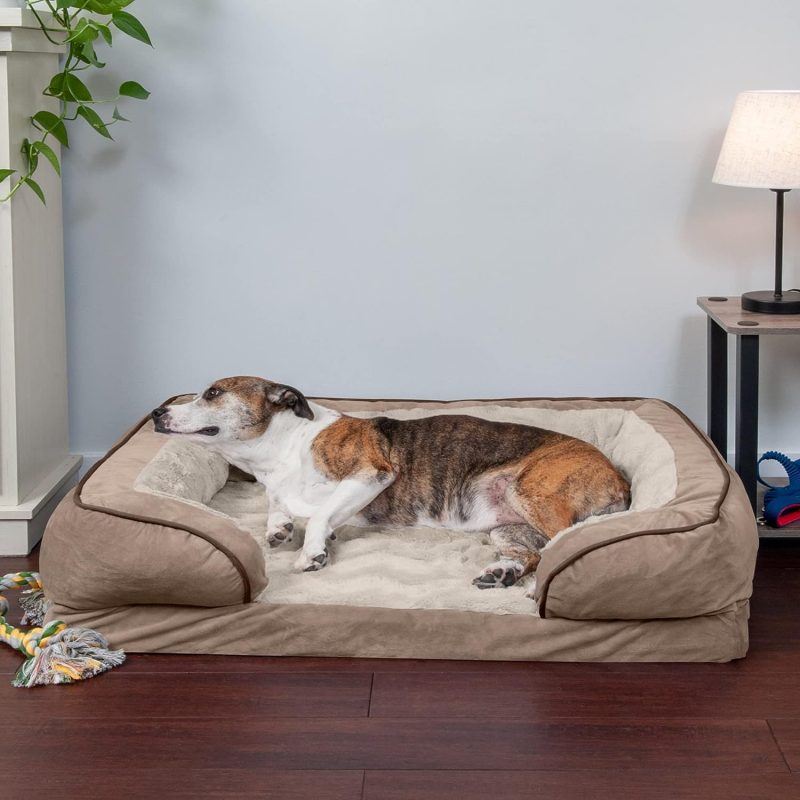 Furhaven Cooling Gel Dog Bed for Large Dogs w/ Removable Bolsters & Washable Cover, For Dogs Up to 95 lbs - Plush & Velvet Waves - Image 115