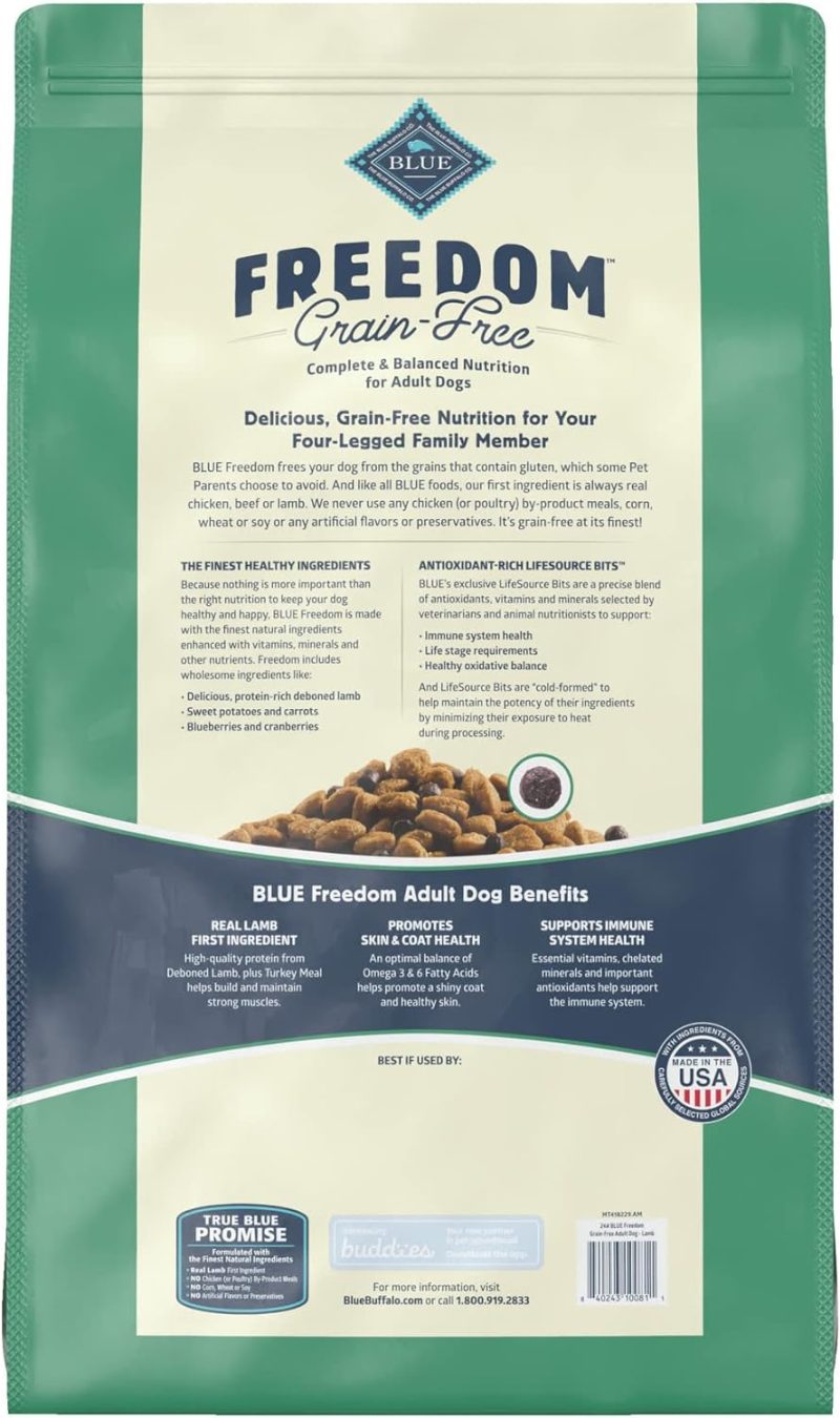 Blue Buffalo Freedom Grain Free Natural Adult Dry Dog Food, Lamb 24-lb - Image 2