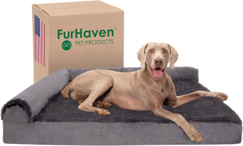 Furhaven Orthopedic Dog Bed for Medium/Small Dogs w/ Removable Bolsters & Washable Cover, For Dogs Up to 35 lbs - Plush & Almond - Image 712