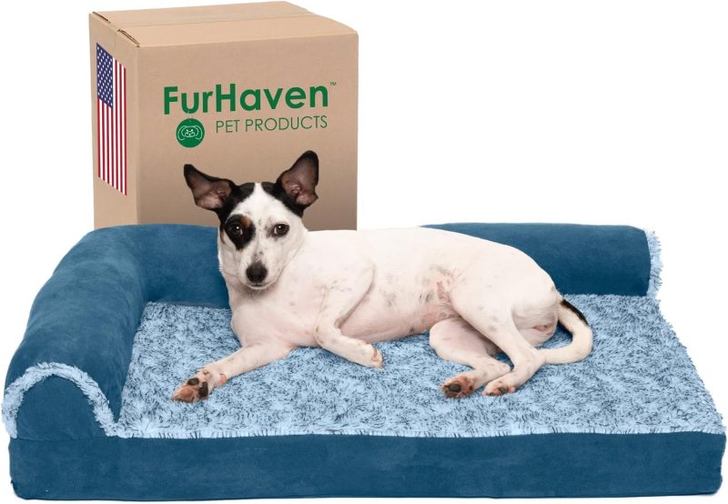 Furhaven Orthopedic Dog Bed for Medium/Small Dogs w/ Removable Bolsters & Washable Cover, For Dogs Up to 35 lbs - Plush & Almond - Image 64