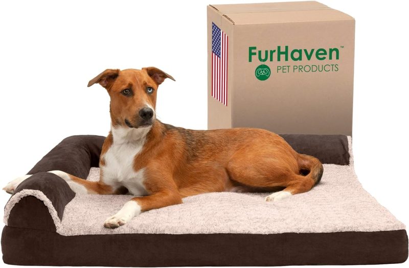 Furhaven Orthopedic Dog Bed for Medium/Small Dogs w/ Removable Bolsters & Washable Cover, For Dogs Up to 35 lbs - Plush & Almond - Image 361