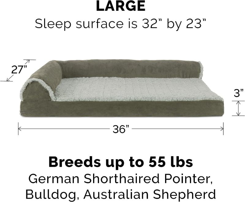Furhaven Orthopedic Dog Bed for Medium/Small Dogs w/ Removable Bolsters & Washable Cover, For Dogs Up to 35 lbs - Plush & Almond - Image 245