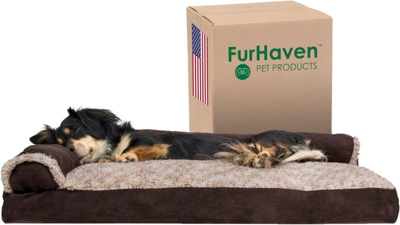 Furhaven Orthopedic Dog Bed for Medium/Small Dogs w/ Removable Bolsters & Washable Cover, For Dogs Up to 35 lbs - Plush & Almond - Image 709