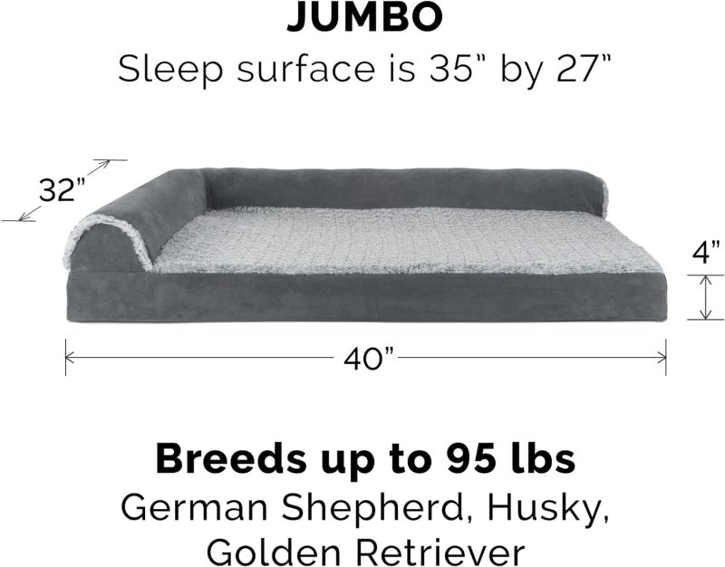 Furhaven Orthopedic Dog Bed for Medium/Small Dogs w/ Removable Bolsters & Washable Cover, For Dogs Up to 35 lbs - Plush & Almond - Image 251