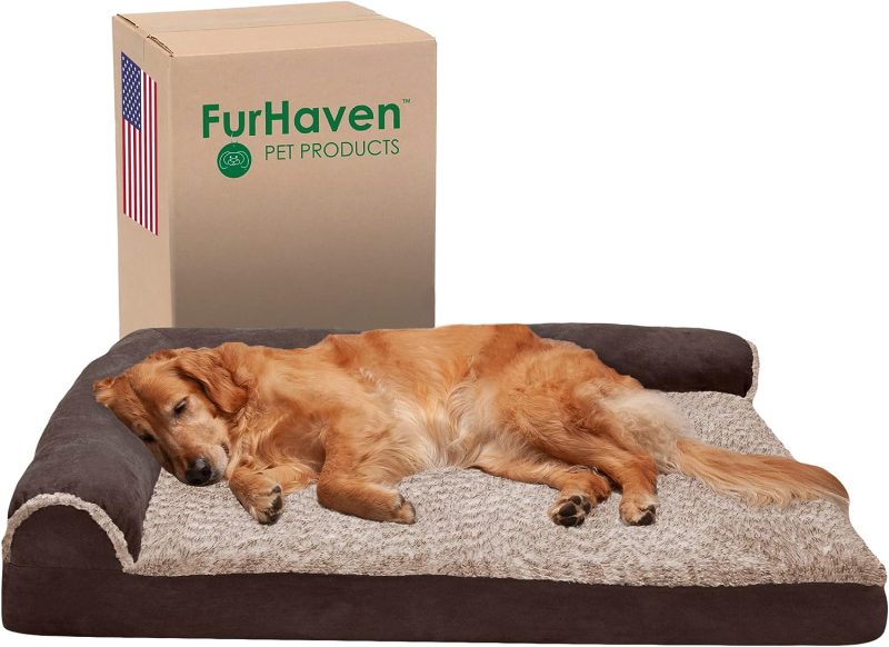 Furhaven Orthopedic Dog Bed for Medium/Small Dogs w/ Removable Bolsters & Washable Cover, For Dogs Up to 35 lbs - Plush & Almond - Image 186