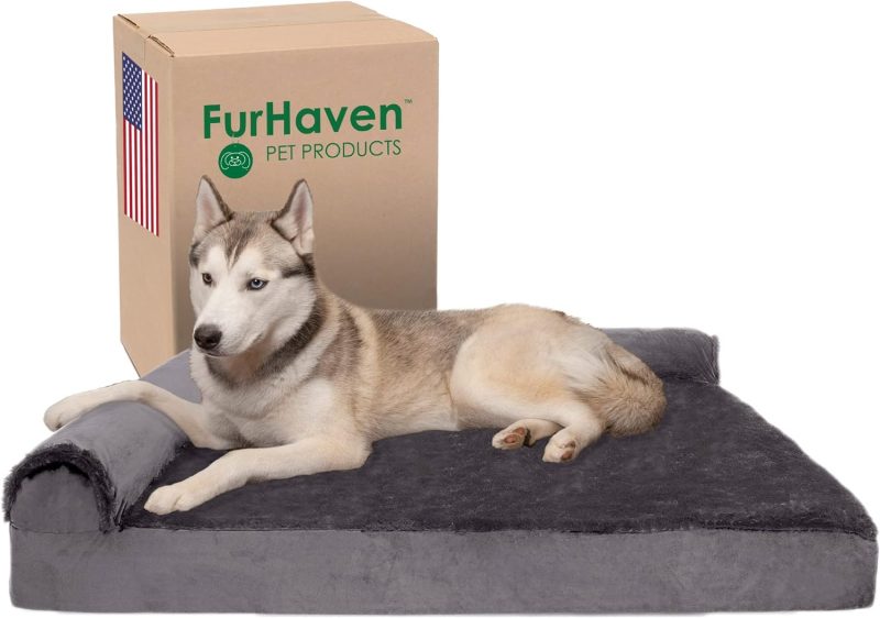 Furhaven Orthopedic Dog Bed for Medium/Small Dogs w/ Removable Bolsters & Washable Cover, For Dogs Up to 35 lbs - Plush & Almond - Image 370