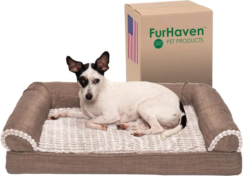 Furhaven Cooling Gel Dog Bed for Large Dogs w/ Removable Bolsters & Washable Cover, For Dogs Up to 95 lbs - Plush & Velvet Waves - Image 364