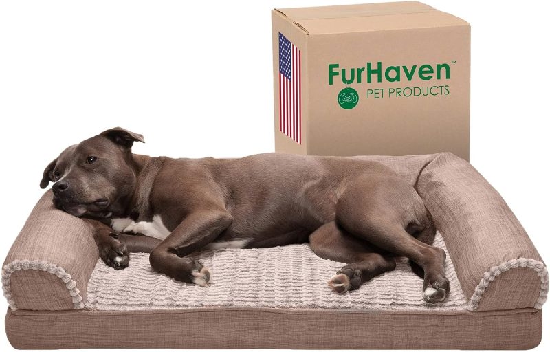 Furhaven Cooling Gel Dog Bed for Large Dogs w/ Removable Bolsters & Washable Cover, For Dogs Up to 95 lbs - Plush & Velvet Waves - Image 154