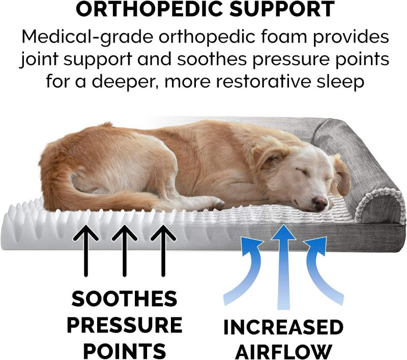 Furhaven Cooling Gel Dog Bed for Large Dogs w/ Removable Bolsters & Washable Cover, For Dogs Up to 95 lbs - Plush & Velvet Waves - Image 65