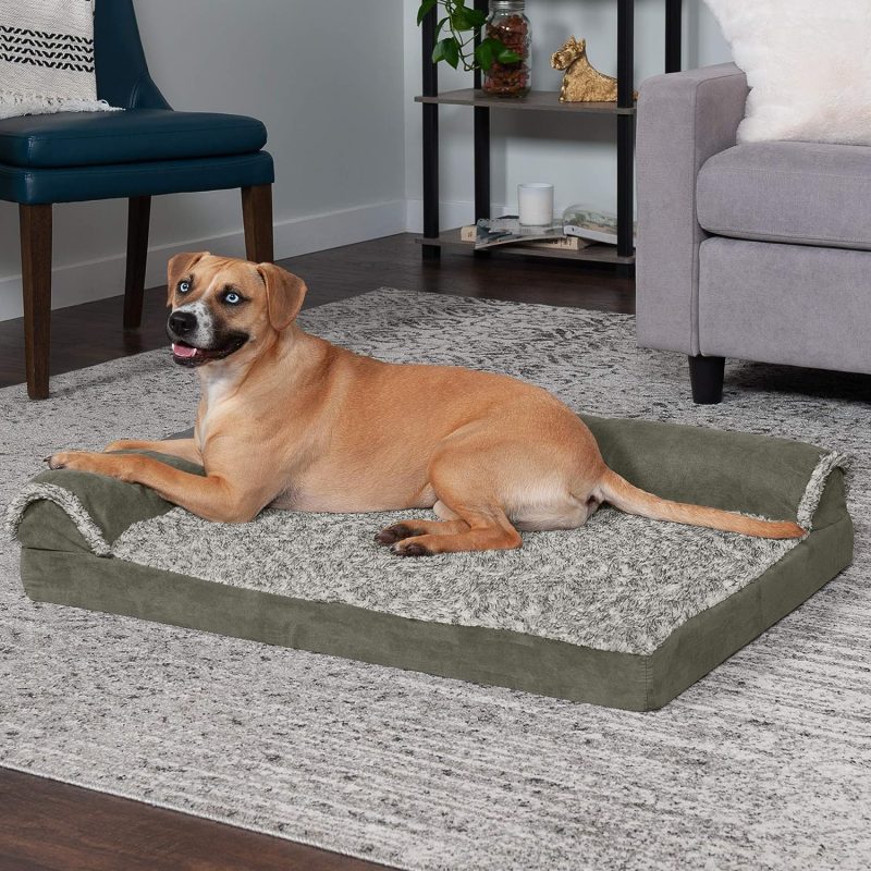 Furhaven Orthopedic Dog Bed for Medium/Small Dogs w/ Removable Bolsters & Washable Cover, For Dogs Up to 35 lbs - Plush & Almond - Image 246