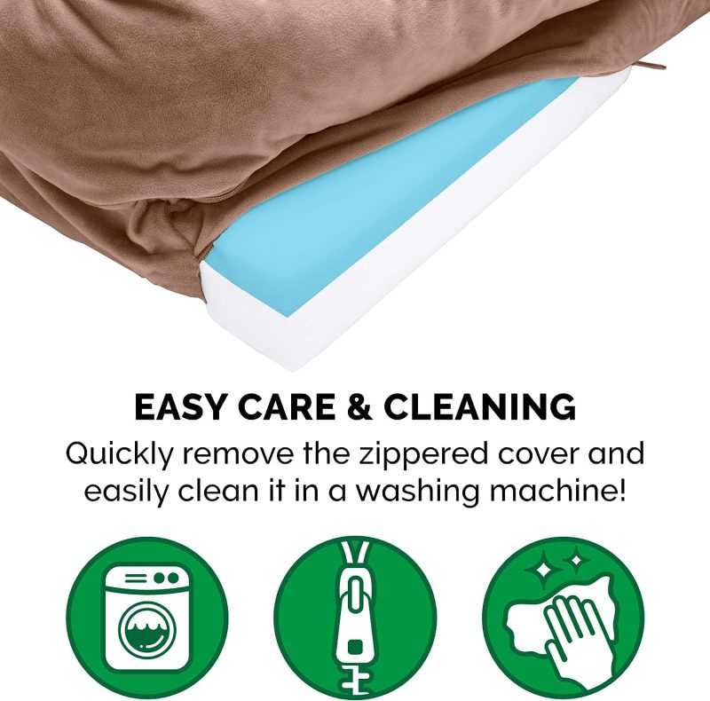 Furhaven Cooling Gel Dog Bed for Large Dogs w/ Removable Bolsters & Washable Cover, For Dogs Up to 95 lbs - Plush & Velvet Waves - Image 49