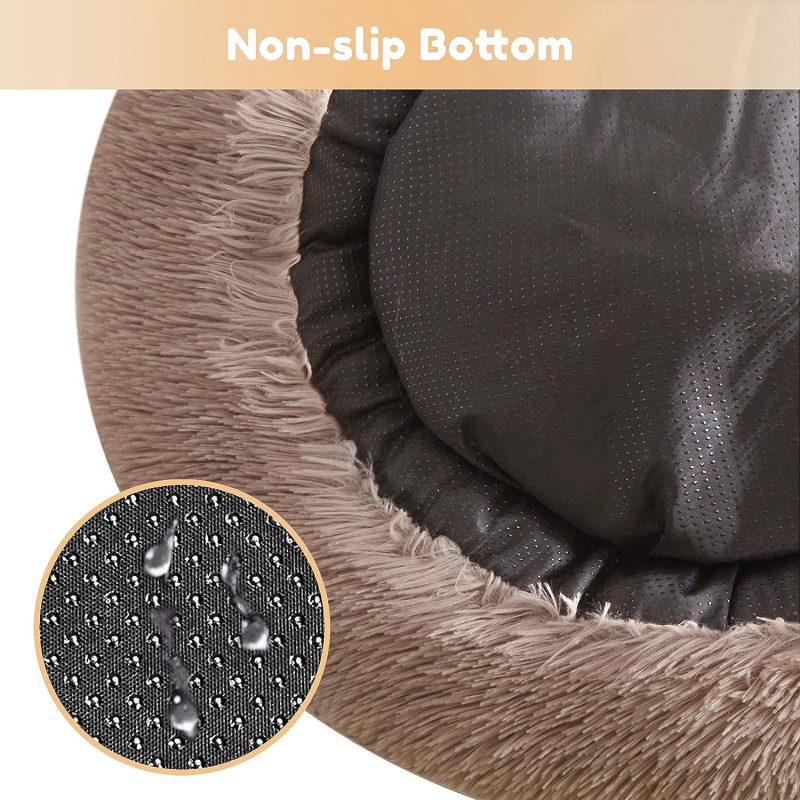 Calming Dog Bed & Cat Bed, Anti-Anxiety Donut Cuddler Warming Cozy Soft Round Fluffy Faux Fur Plush Cushion bed for Small Medium - Image 7