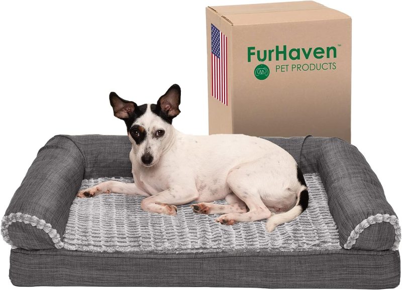 Furhaven Cooling Gel Dog Bed for Large Dogs w/ Removable Bolsters & Washable Cover, For Dogs Up to 95 lbs - Plush & Velvet Waves - Image 350