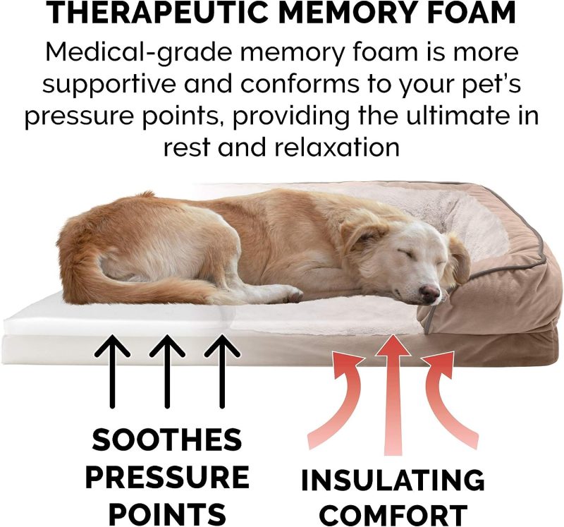 Furhaven Cooling Gel Dog Bed for Large Dogs w/ Removable Bolsters & Washable Cover, For Dogs Up to 95 lbs - Plush & Velvet Waves - Image 132