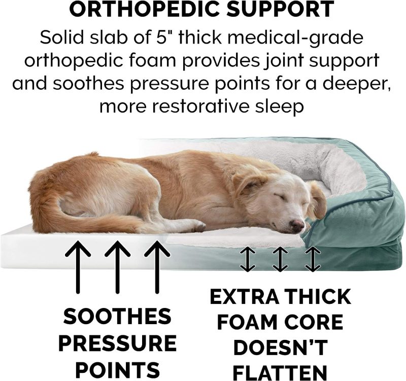 Furhaven Cooling Gel Dog Bed for Large Dogs w/ Removable Bolsters & Washable Cover, For Dogs Up to 95 lbs - Plush & Velvet Waves - Image 392
