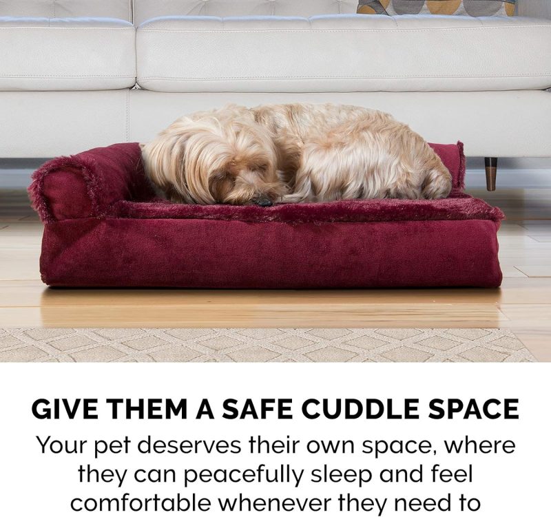 Furhaven Orthopedic Dog Bed for Medium/Small Dogs w/ Removable Bolsters & Washable Cover, For Dogs Up to 35 lbs - Plush & Almond - Image 15
