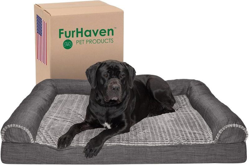Furhaven Cooling Gel Dog Bed for Large Dogs w/ Removable Bolsters & Washable Cover, For Dogs Up to 95 lbs - Plush & Velvet Waves - Image 274