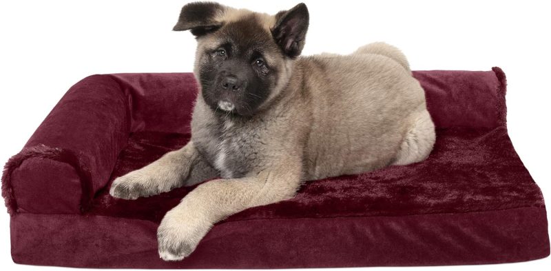 Furhaven Orthopedic Dog Bed for Medium/Small Dogs w/ Removable Bolsters & Washable Cover, For Dogs Up to 35 lbs - Plush & Almond - Image 360