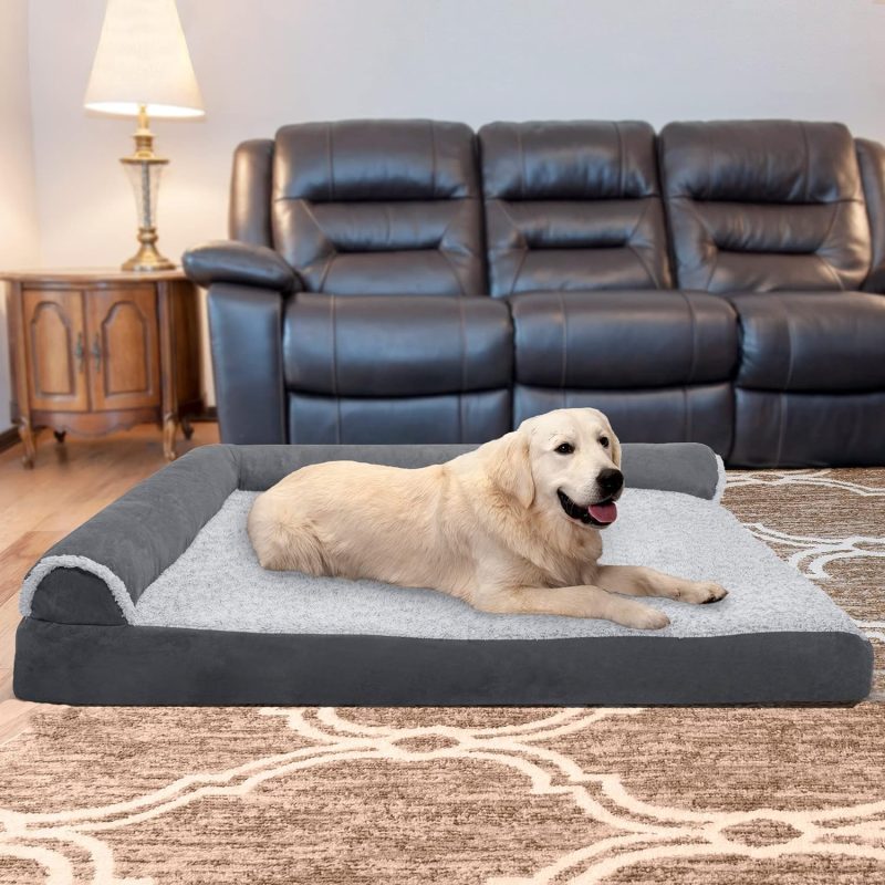 Furhaven Orthopedic Dog Bed for Medium/Small Dogs w/ Removable Bolsters & Washable Cover, For Dogs Up to 35 lbs - Plush & Almond - Image 564