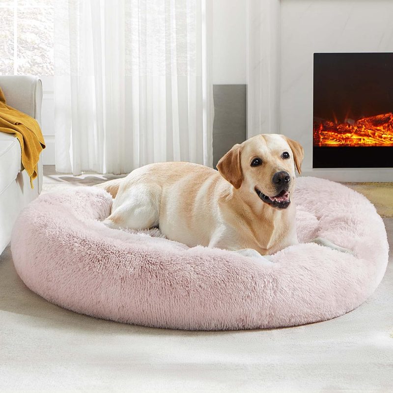 Calming Dog Bed & Cat Bed, Anti-Anxiety Donut Cuddler Warming Cozy Soft Round Fluffy Faux Fur Plush Cushion bed for Small Medium - Image 166