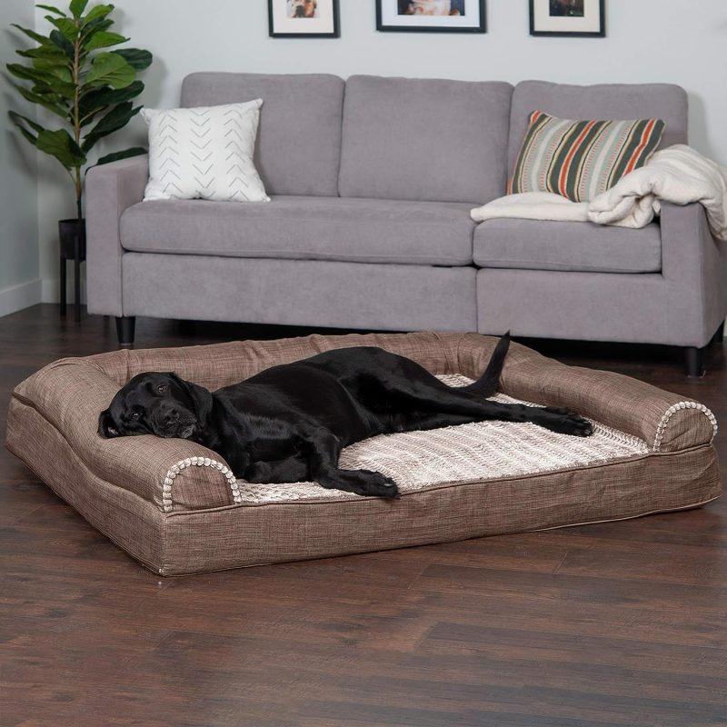 Furhaven Cooling Gel Dog Bed for Large Dogs w/ Removable Bolsters & Washable Cover, For Dogs Up to 95 lbs - Plush & Velvet Waves - Image 416