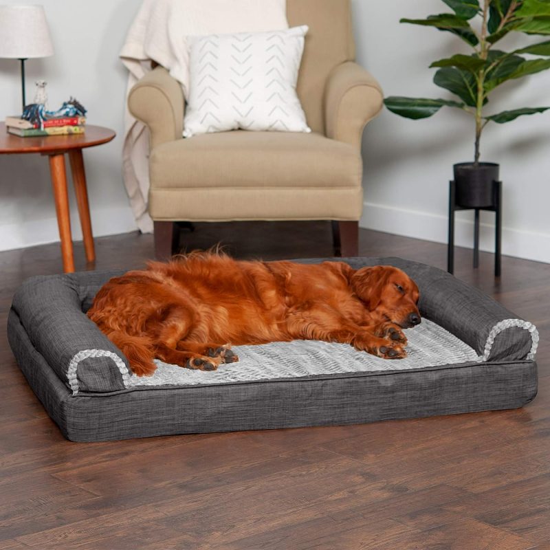 Furhaven Cooling Gel Dog Bed for Large Dogs w/ Removable Bolsters & Washable Cover, For Dogs Up to 95 lbs - Plush & Velvet Waves - Image 24