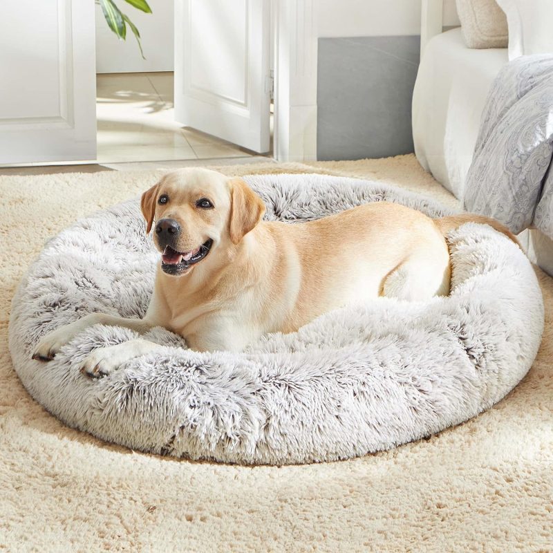 Calming Dog Bed & Cat Bed, Anti-Anxiety Donut Cuddler Warming Cozy Soft Round Fluffy Faux Fur Plush Cushion bed for Small Medium - Image 144