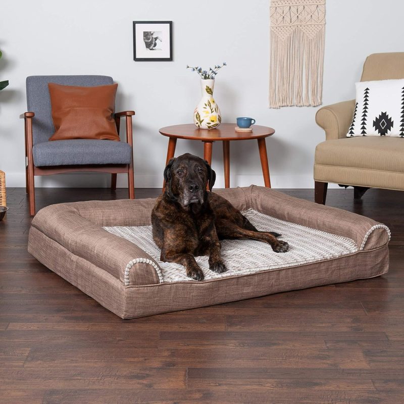 Furhaven Cooling Gel Dog Bed for Large Dogs w/ Removable Bolsters & Washable Cover, For Dogs Up to 95 lbs - Plush & Velvet Waves - Image 379