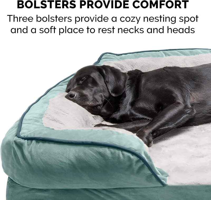 Furhaven Cooling Gel Dog Bed for Large Dogs w/ Removable Bolsters & Washable Cover, For Dogs Up to 95 lbs - Plush & Velvet Waves - Image 43