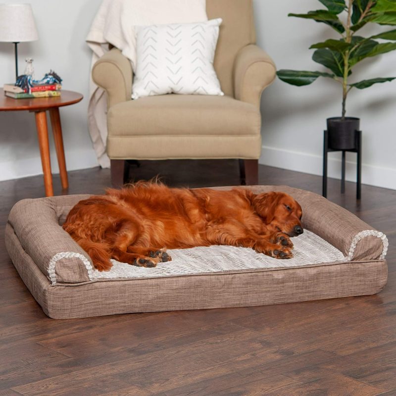 Furhaven Cooling Gel Dog Bed for Large Dogs w/ Removable Bolsters & Washable Cover, For Dogs Up to 95 lbs - Plush & Velvet Waves - Image 424