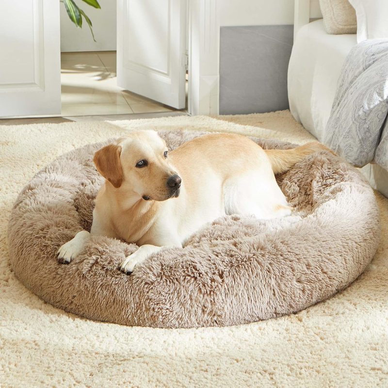 Calming Dog Bed & Cat Bed, Anti-Anxiety Donut Cuddler Warming Cozy Soft Round Fluffy Faux Fur Plush Cushion bed for Small Medium - Image 47