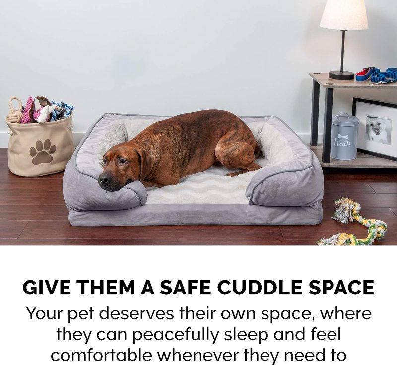 Furhaven Cooling Gel Dog Bed for Large Dogs w/ Removable Bolsters & Washable Cover, For Dogs Up to 95 lbs - Plush & Velvet Waves - Image 75
