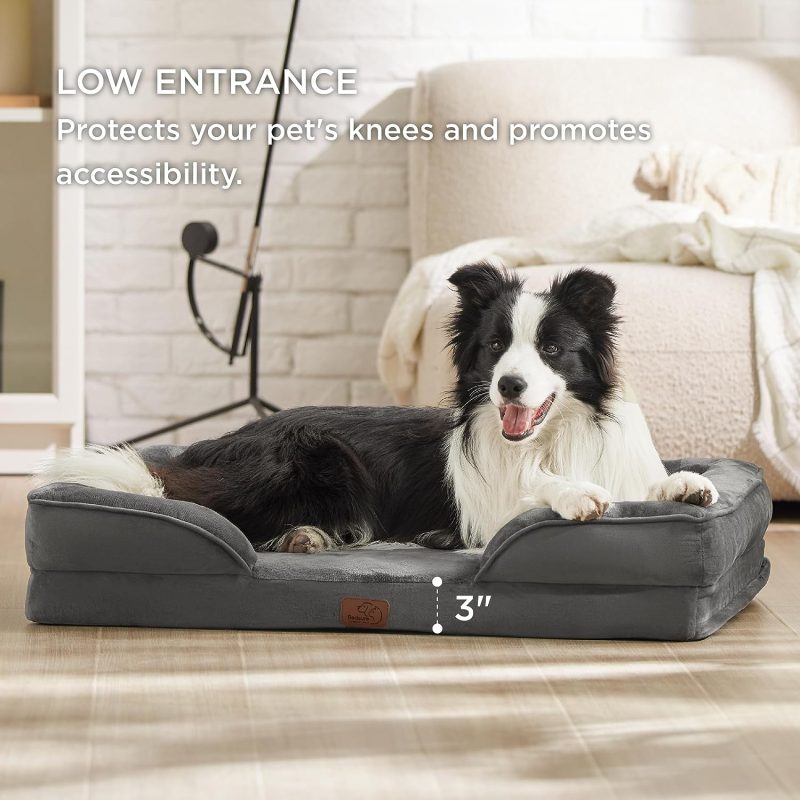 Bedsure Orthopedic Dog Bed for Medium Dogs -Foam Sofa with Removable Washable Cover, Waterproof Lining and Nonskid Bottom Couch, - Image 284