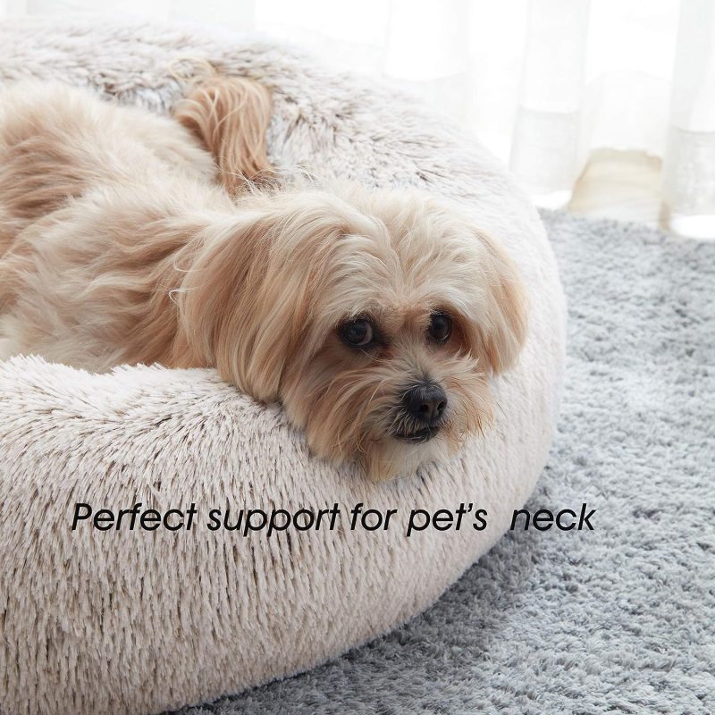 Calming Dog Bed & Cat Bed, Anti-Anxiety Donut Cuddler Warming Cozy Soft Round Fluffy Faux Fur Plush Cushion bed for Small Medium - Image 96