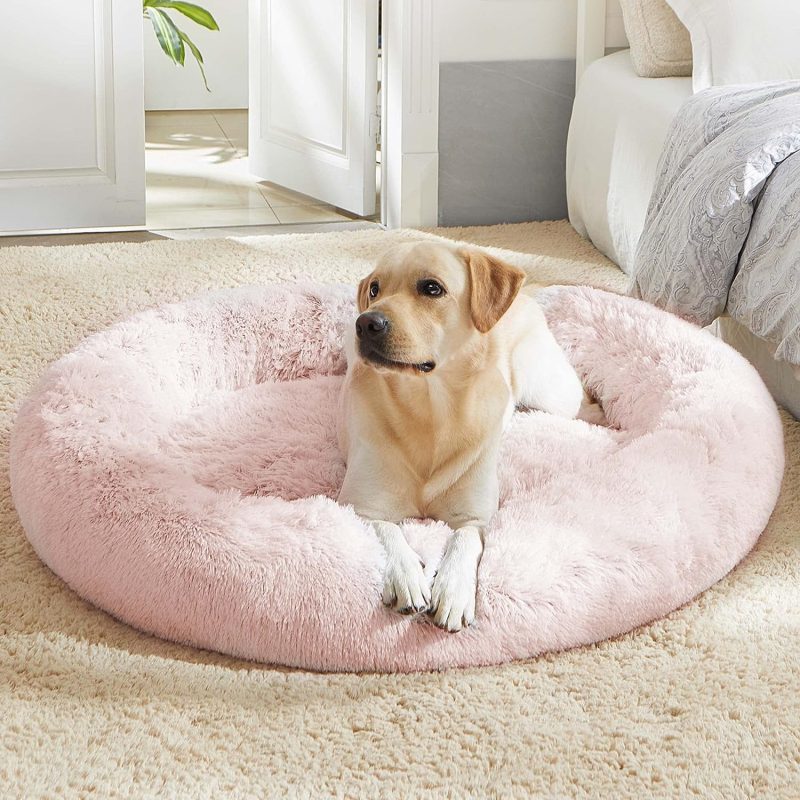 Calming Dog Bed & Cat Bed, Anti-Anxiety Donut Cuddler Warming Cozy Soft Round Fluffy Faux Fur Plush Cushion bed for Small Medium - Image 163