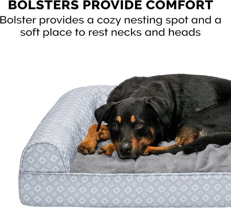 Furhaven Cooling Gel Dog Bed for Large Dogs w/ Removable Bolsters & Washable Cover, For Dogs Up to 95 lbs - Plush & Velvet Waves - Image 179